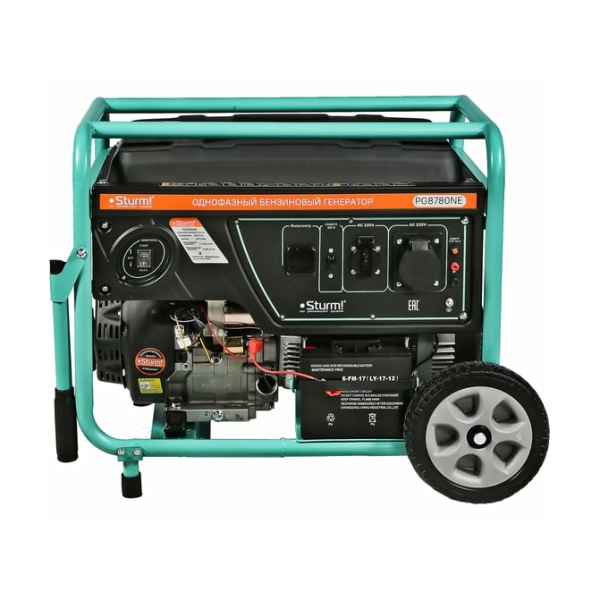 Генератор бензиновый 7кВт 25л ручной/электро стартер AVR 77кг Sturm PG8780NE