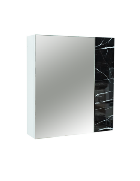 Зеркало-шкаф КЕНИЯ 60 Черный мрамор/Белый Лак ViMark