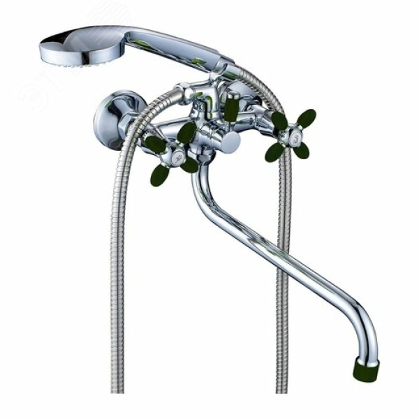 Смеситель для ванны маховик длинный излив черный силумин C-3062-207 САНЛАЙТ