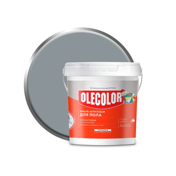 Эмаль акриловая для пола серый туман 1кг Olecolor