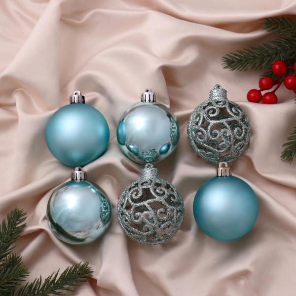 Набор пластиковых шаров d-6см 6шт Николь узоры