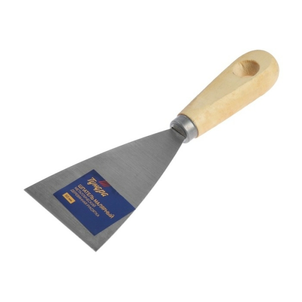Шпатель 60мм малярный нержавеющая сталь деревянная ручка Тундра
