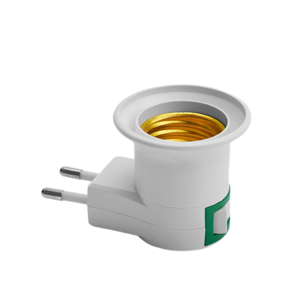 Переходник вилка-патрон Е27 с выключателем белый LH61 Feron