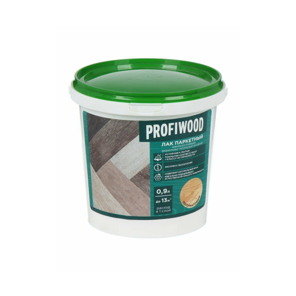 Лак для паркета 0,9л износостойкий полуматовый Profiwood
