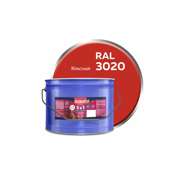 Грунт-эмаль по ржавчине красный RAL 3020 10кг Olecolor