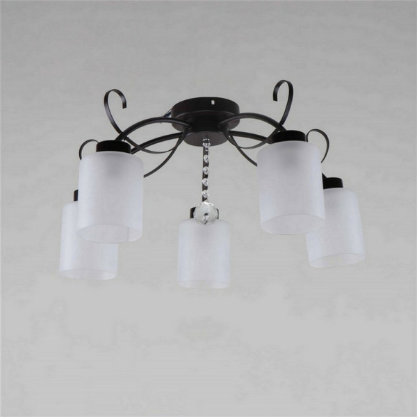 Люстра 5*60Вт Е27стекло черный 54*54*28 20м2см Baizheng