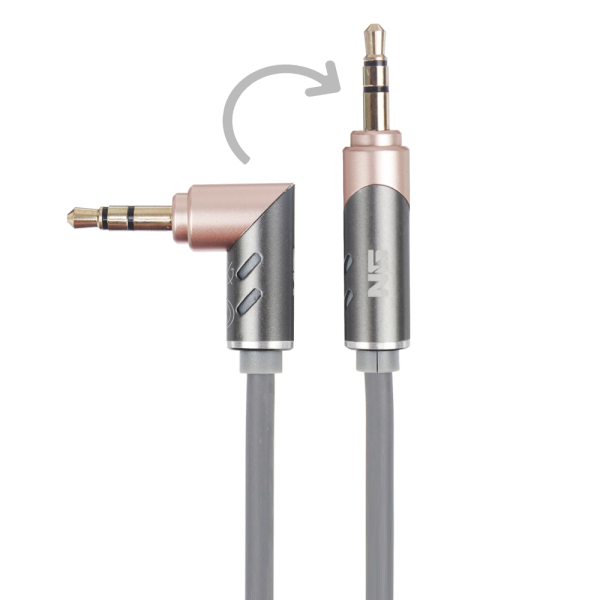 Кабель, тм ЕРМАК, 3.5мм mini Jack, 1м, оплетка TPE, поворотный штекер, пластик