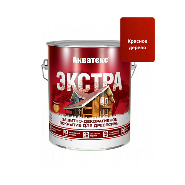 Защитное текстурное покрытие "Акватекс-Экстра" древесины Красное дерево 2,7л
