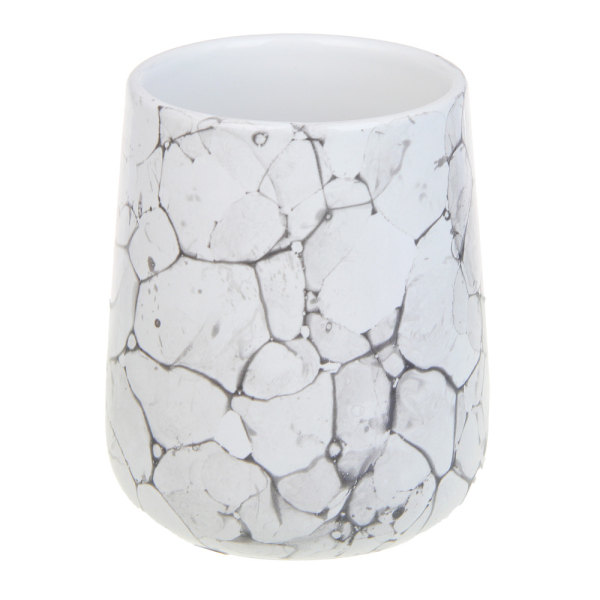 VETTA Стакан для ванной комнаты, 400 мл, 10,5x9x9 см, керамика, "Космос", мрамор белый
