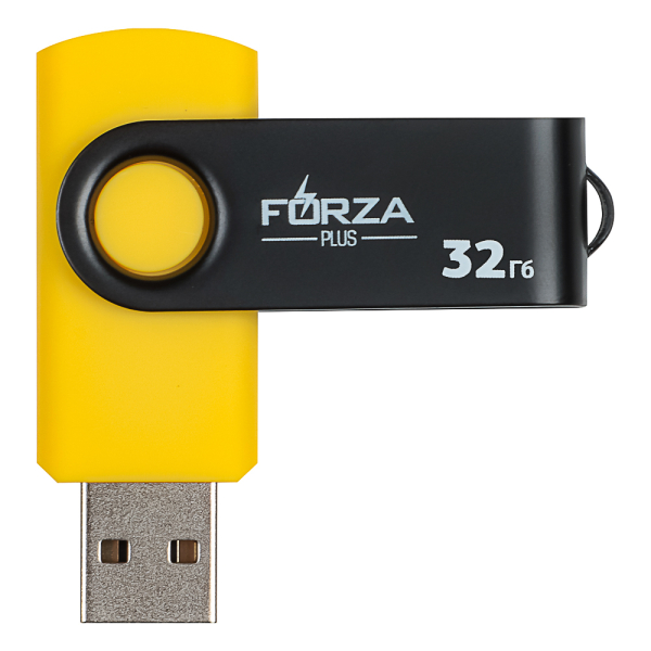 FORZA Флеш-карта, 32гб, 6 класс, матовое покрытие, блистер, пластик, черный/желтый