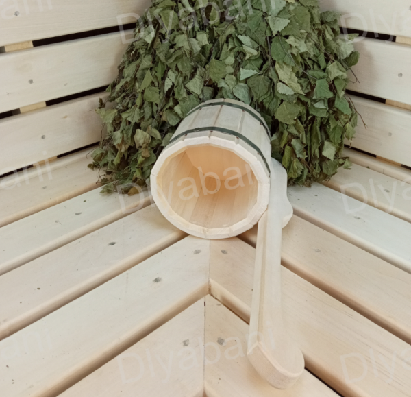 Ковш банный 1,3л с вертикальной ручкой липа