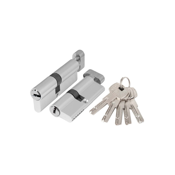 Цилиндровый механизм AX2002Knob90 45+10+35 CP хром с вертушкой AJAX