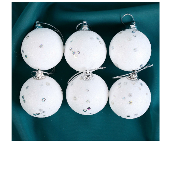 Набор шаров пластик d-4,5 см, 6 шт "Снежная сказка" белый