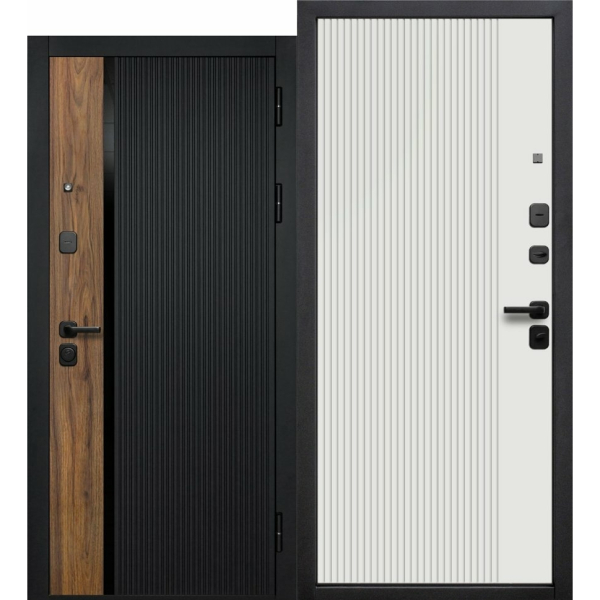 Дверь Кантри Сатин черный-Орех каньон коньяк /Эмалит белый  860*2050 L Сибирский стандарт