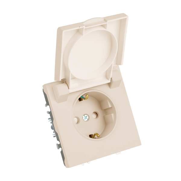 Розетка СУ 1 мест. кашемир со шторками с крышкой soft touch ЭМИЛИ STEKKER мех-зм под рамку