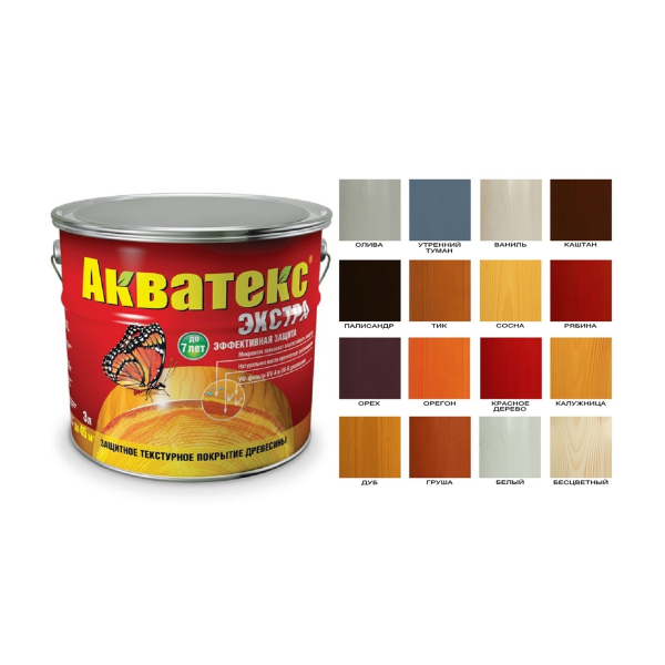 Защитное текстурное покрытие "Акватекс-Экстра" древесины Красное дерево 2,7л