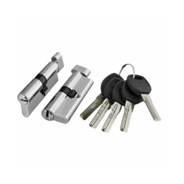 Цилиндровый механизм с вертушкой ЦМВ 70мм 30+10+30 никель матовый 5 ключей PUNTO