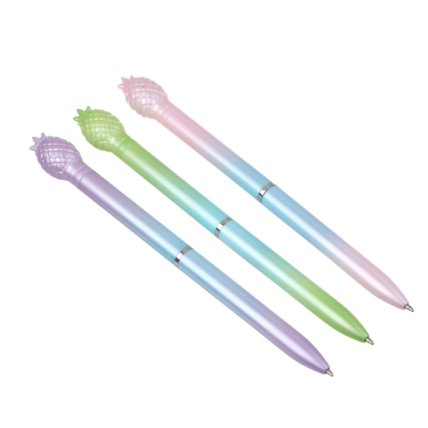 Авторучка шариковая синяя "Ананас", поворотный механизм, градиентный корпус, 3 цвета