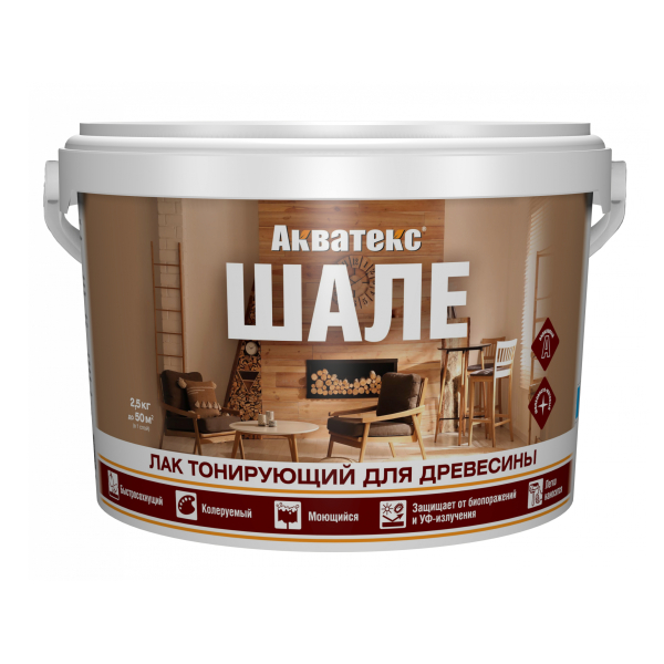 Лак акриловый тонированный  0,9кг дуб Акватекс Шале