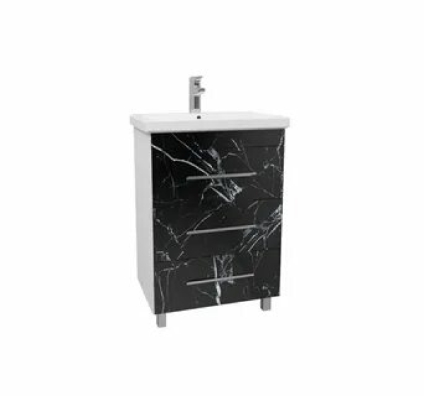 Тумба напольная КЕНИЯ 60 три ящика Черный мрамор под умывальник COMO 60