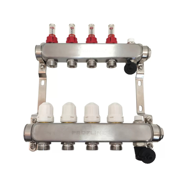 Коллекторная группа в сборе 1" x 4 выхода 3/4" евроконус PROFLINE