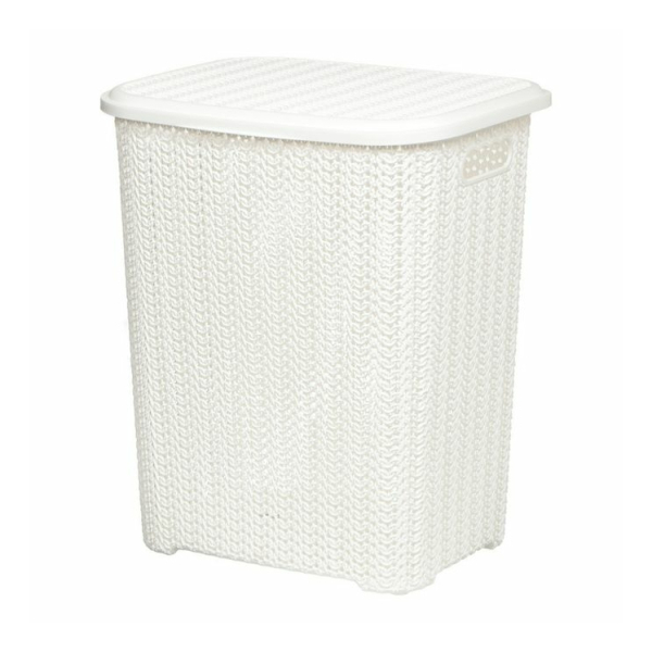 Корзина для белья с крышкой 60л 375*450*535мм белый Вязь Violet