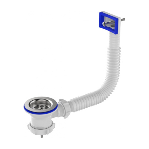 Выпуск для мойки 1-1/2" нерж.сетка прямоугольный перелив AQNSV112P AQUATTRO