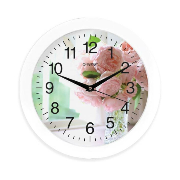 Часы настенные круг 27,5*3,8 см белые розы ЕС- 96 Energy