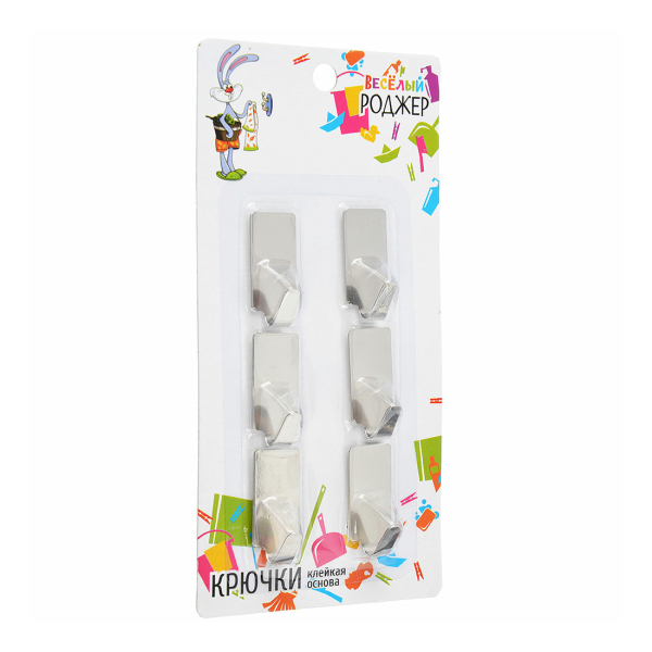 Крючок настенный металл 6шт самоклеющаяся основа SD-1987 Vetta