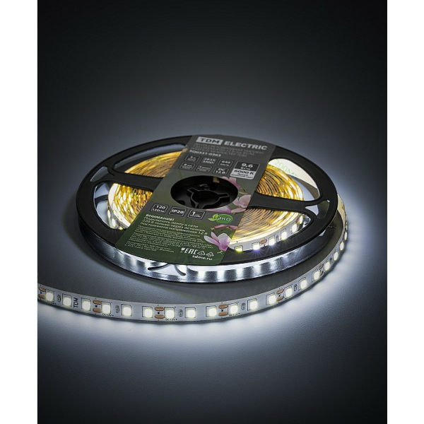 Лента св/д SMD2835 120LED/м 9,6Вт/м 12В IP65 4000К упак/5м блистер TDM