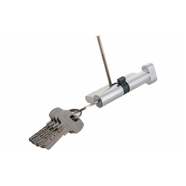 Цилиндровый механизм AX2002Knob80 (35+10+35) CP хром с вертушкой Ajax