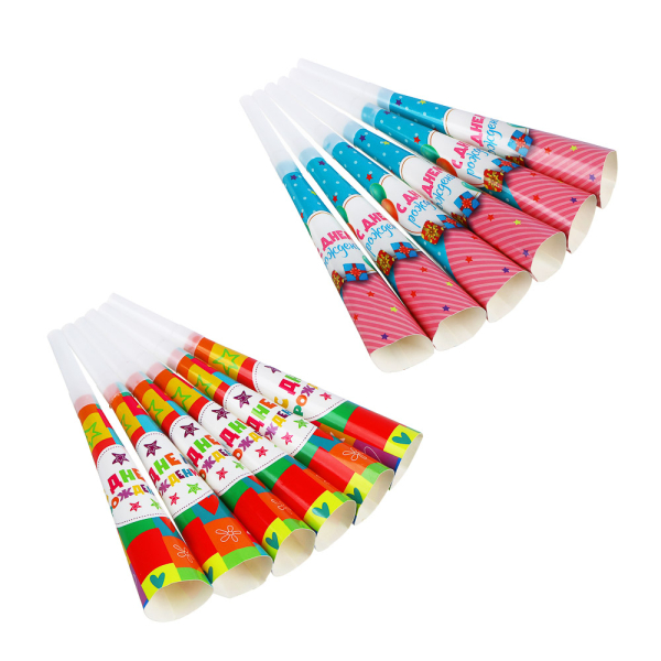 Капитан Весельчак Набор праздничных гудков 6шт, 20,5х3,5см, бумага, пластик, 2 вида, 530154/146