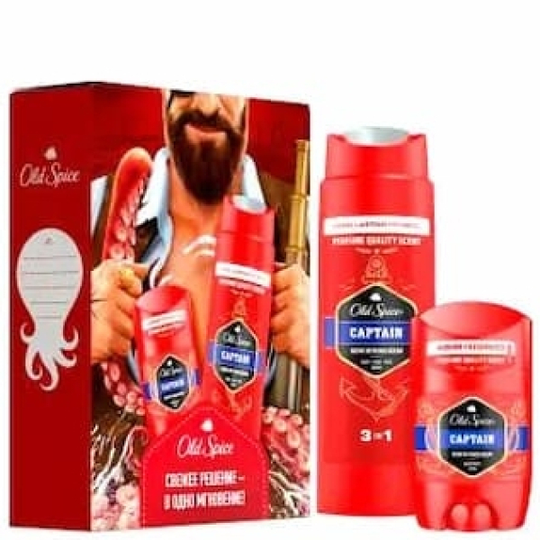 Твердый дезодорант Captain 50мл+Гель для душа + шампунь 3в1 Captain 250мл ПН OLD SPICE