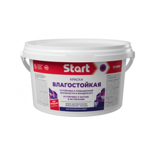 Краска ВД влагостойкая  1кг белоснежная Start