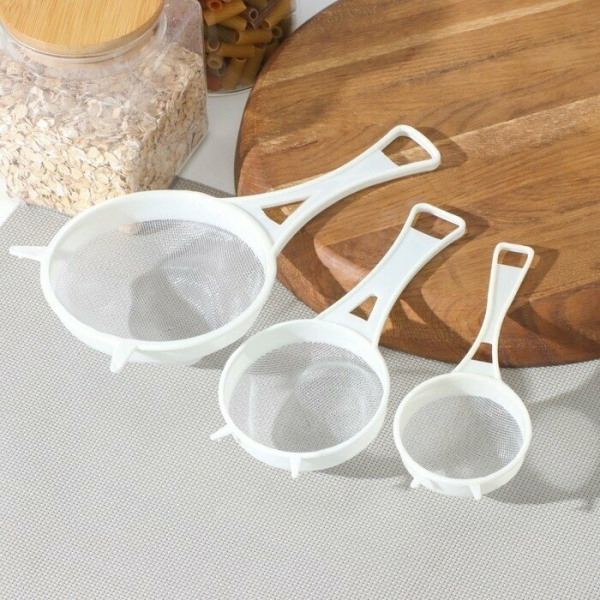 Набор сит 3шт d=6/8/11см белый Доляна