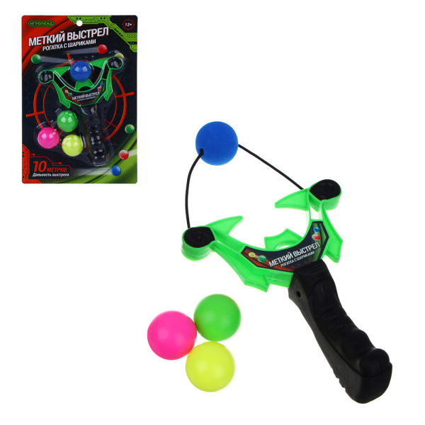 ИГРОЛЕНД Рогатка "Меткий выстрел", стреляет шариками, PP, 19х4х29 см, 2 дизайна