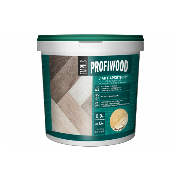 Лак для паркета 0,9л износостойкий глянцевый Profiwood
