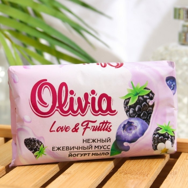 Мыло туалетное Olivia Love Nature& Fruttis Нежный ежевичный мусс 140гр