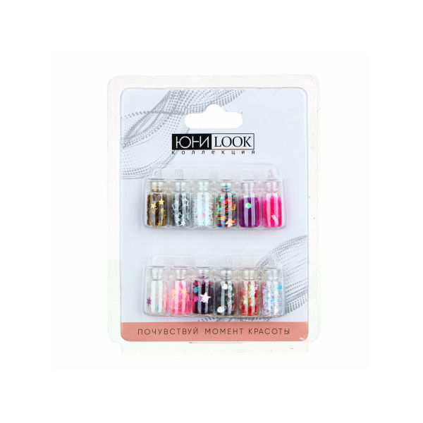 ЮНИLOOK Декор для дизайна ногтей в баночках "Фигурки", 12шт, микс дизайнов