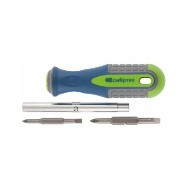 Отвертка комбинированная SL5/PH1 SL6/PH2 трехкомпонентная рукоятка Сибртех