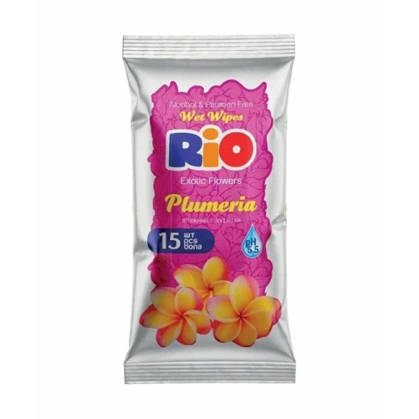 Салфетки влажные Rio цветы 15шт