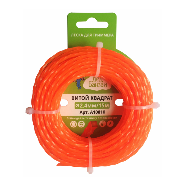 Леска для триммера 2,4мм Витой квадрат 349м Дед Банзай