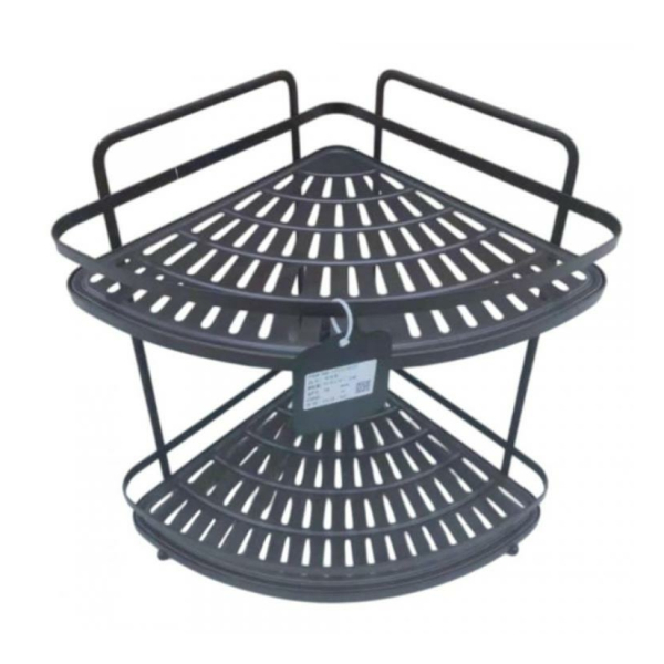 Полка 2-х ярусная угловая 33*23*58см черный A10-054K BAIZHENG