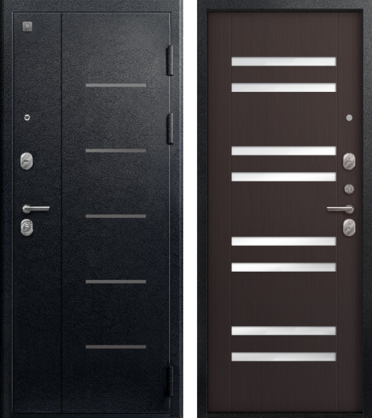 Дверь V-07/Х8 Черный муар/ Тёмная лиственница 860*2050 L Центурион 2025