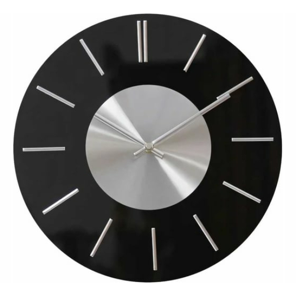 Часы настенные  круг черный металл плавный ход O300x35 APEYRON