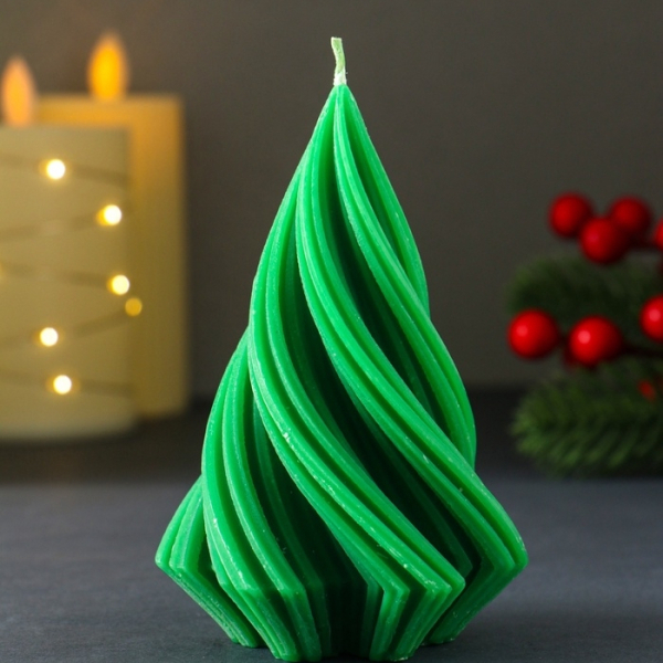 Свеча новогодняя Елочка спиралька 11*7,5*6,5см зеленый