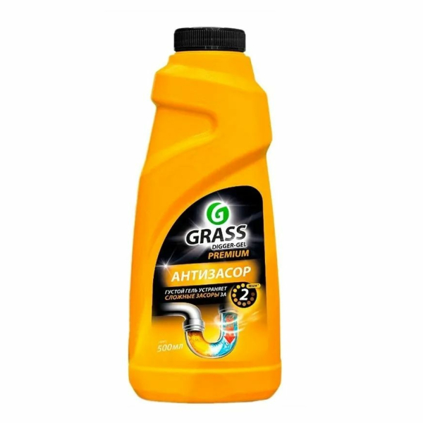 Средство для прочистки канализации щелочное GRASS DIGGER-GEL PREMIUM 500мл