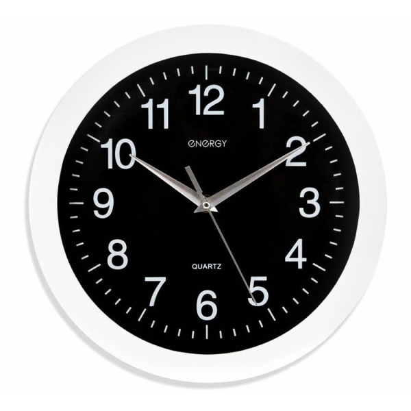 Часы настенные круг плавный ход, пластик 27,5*3,8см  EC-96 Energy