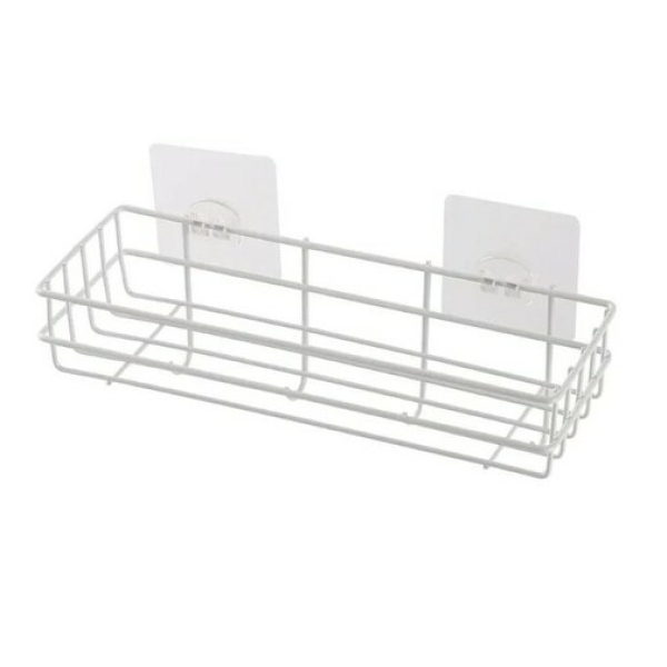 Полка 1-ярусная 27,7*10*10см с крючками белый CY-0159 BAIZHENG
