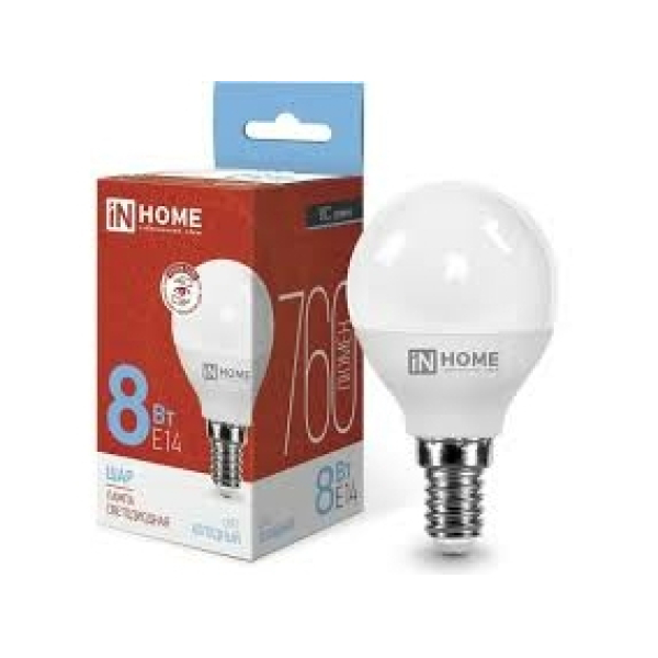 Лампа св/д Е14 LED-шар-deco 8Вт 6500К  IN HOME